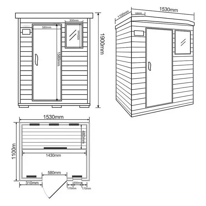 Home Deluxe Infrarotkabine Redsun - 2.100 W, Ablagefächer, L x B x H: 110 x 153 x 190 cm