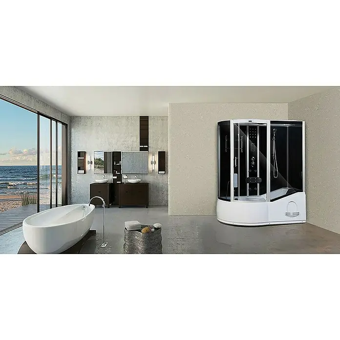 Home Deluxe Dampfdusche ALL IN 4in1 - L x B x H: 90 x 170 x 220 cm, Schwarz, Links - Stimmungsaufnahme