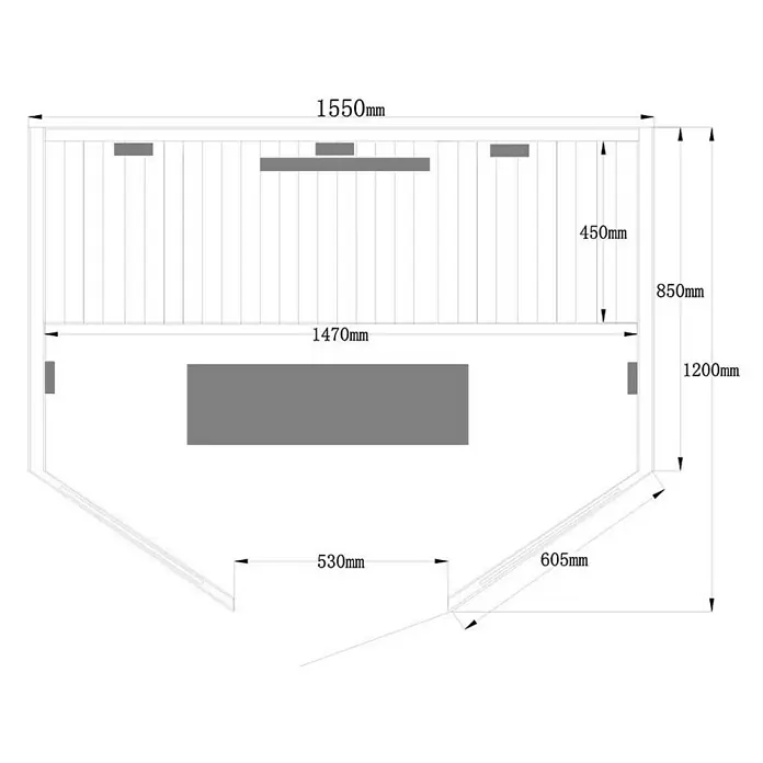 Home Deluxe Infrarotkabine Redsun Deluxe - 6 Vollspektrumstrahler, L x B x H: 120 x 155 x 190 cm - Skizze
