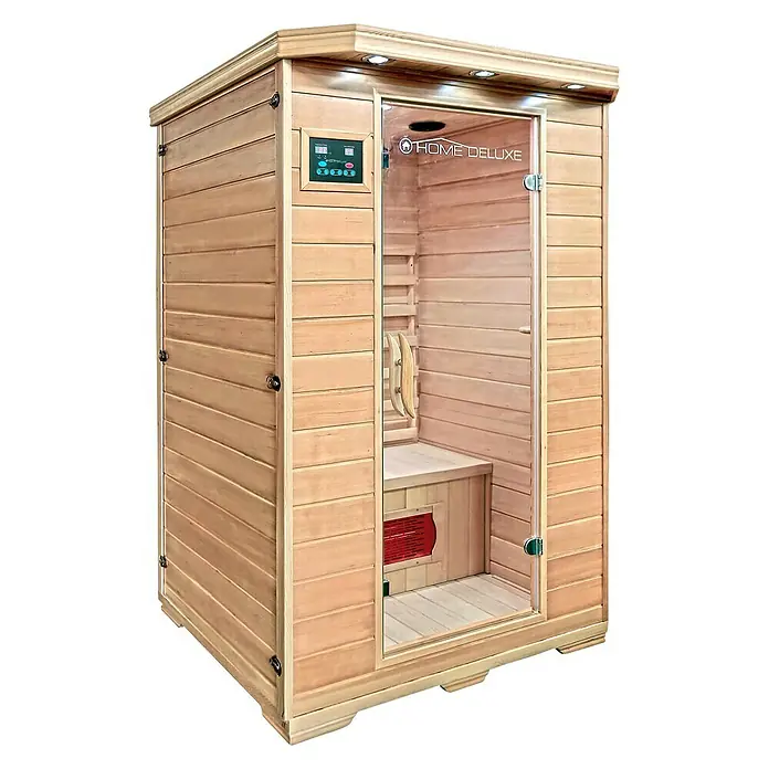 Home Deluxe Infrarotkabine Redsun - 1.750 W, Radio, L x B x H: 105 x 120 x 190 cm - Diagonale Ansicht