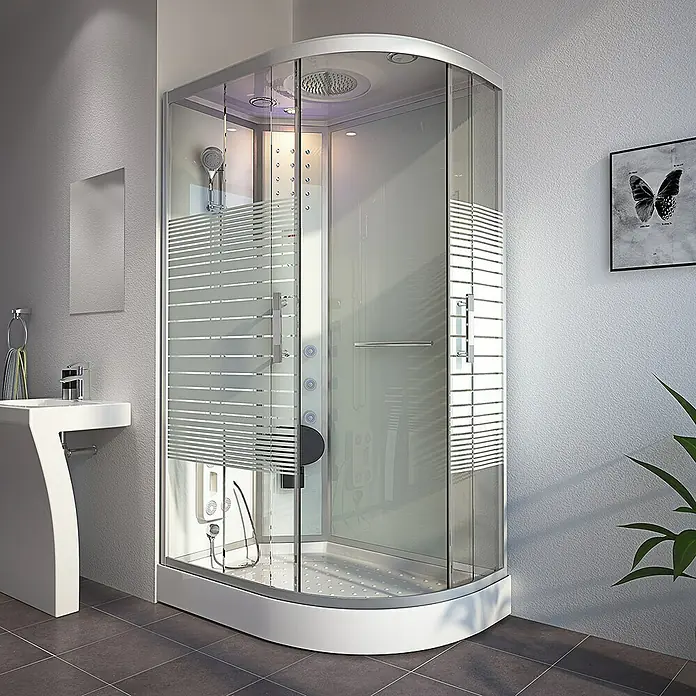 Home Deluxe Dampfdusche White Pearl - L x B x H: 80 x 120 x 220 cm, Weiß, Rechts - Stimmungsaufnahme