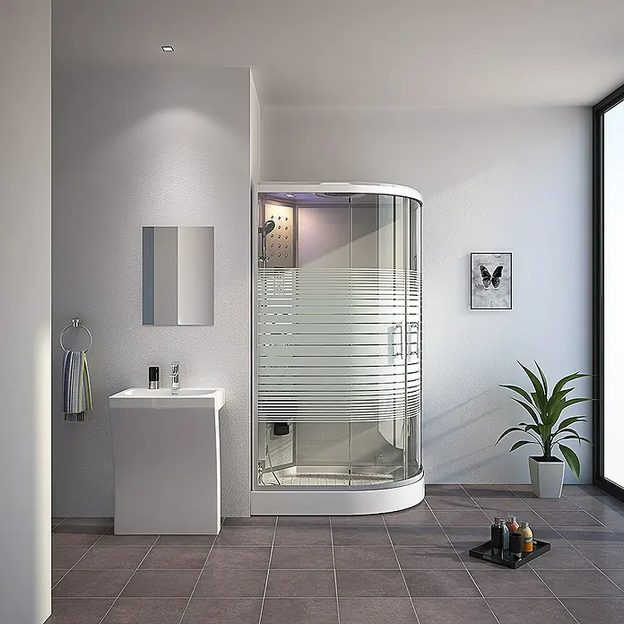 Home Deluxe Dampfdusche White Pearl - L x B x H: 80 x 120 x 220 cm, Weiß, Rechts - Stimmungsaufnahme