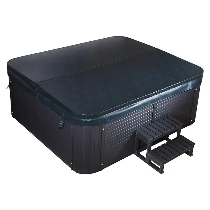Home Deluxe Außen-Whirlpool Beach mit Treppe/ Thermoabdeckung - 210 x 155 x 83 cm, 1.200 l, Geeignet für: 2 Personen - Diagonale Ansicht