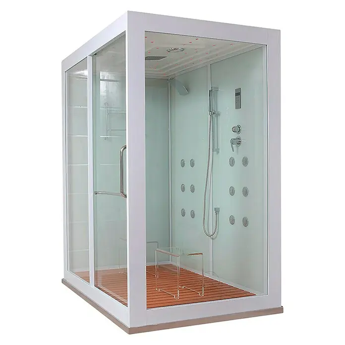 Home Deluxe Dampfdusche - 130 x 180 x 220 cm, Touchscreen-Bedienelement - Diagonale Ansicht