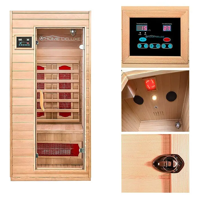 Home Deluxe Infrarotkabine Redsun - 1.200 W, 4 Keramikstrahler, L x B x H: 90 x 90 x 190 cm - Vorderansicht