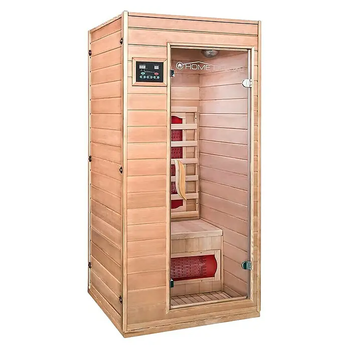Home Deluxe Infrarotkabine Redsun - 1.200 W, 4 Keramikstrahler, L x B x H: 90 x 90 x 190 cm - Diagonale Ansicht