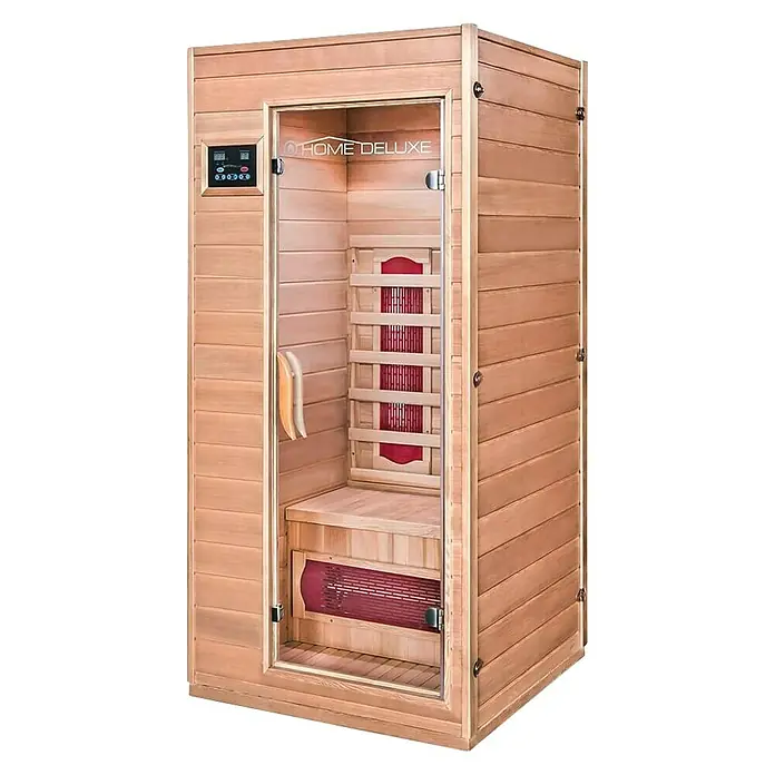 Home Deluxe Infrarotkabine Redsun - 1.200 W, 4 Keramikstrahler, L x B x H: 90 x 90 x 190 cm - Diagonale Ansicht