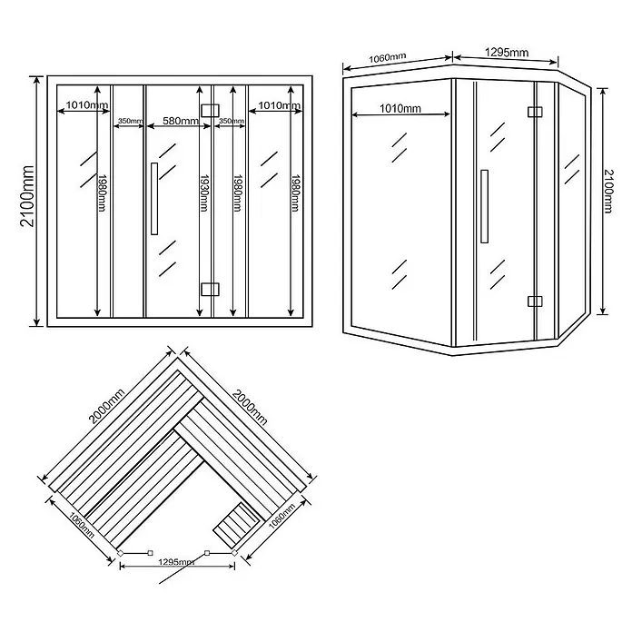 Home Deluxe Saunahaus Skyline - Mit 8 kW Saunaofen mit integrierter Steuerung, L x B x H: 200 x 200 x 210 cm