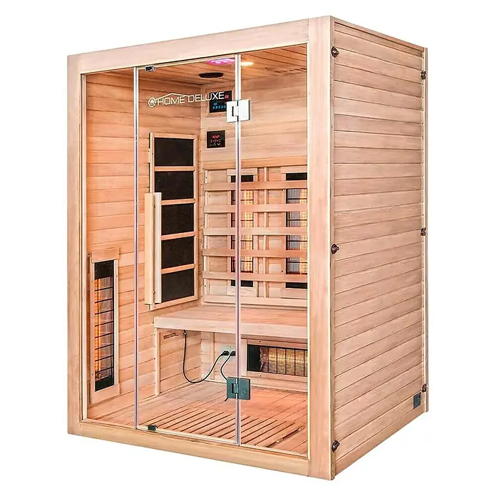 Home Deluxe Infrarotkabine Sahara - 2.445 W, MP3/SD-Card/USB/3,5mm Klinke Radio, L x B x H: 120 x 150 x 190 cm - Diagonale Ansicht