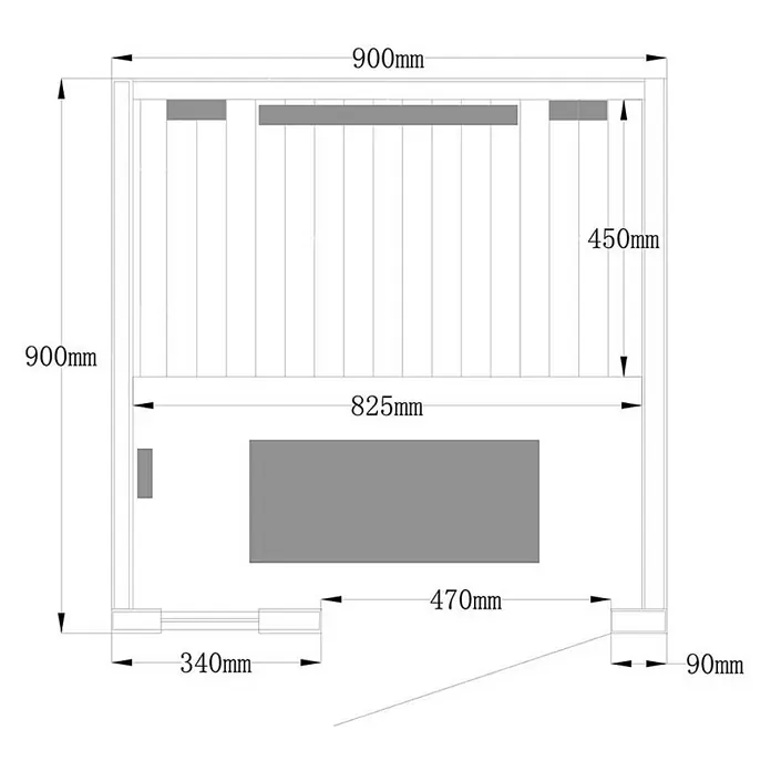 Home Deluxe Infrarotkabine Redsun Deluxe - 4 Vollspektrumstrahler, L x B x H: 90 x 90 x 190 cm - Skizze