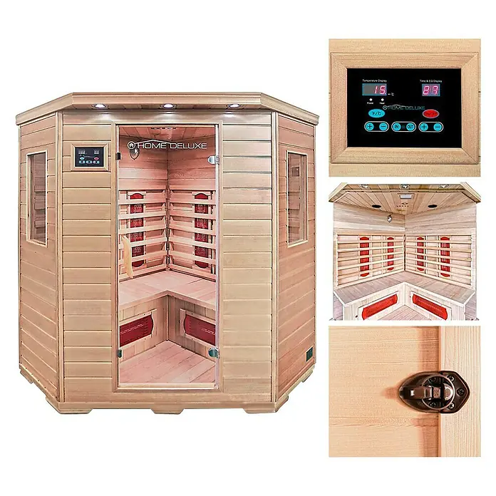 Home Deluxe Infrarotkabine Redsun - 2.400 W, 8 Keramikstrahler, L x B x H: 150 x 150 x 190 cm - Vorderansicht
