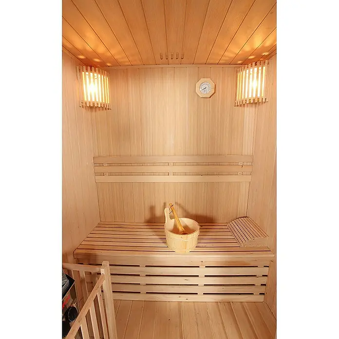 Home Deluxe Saunahaus Skyline L - Mit 4,5 kW Harviaofen, L x B x H: 120 x 150 x 190 cm - Stimmungsaufnahme