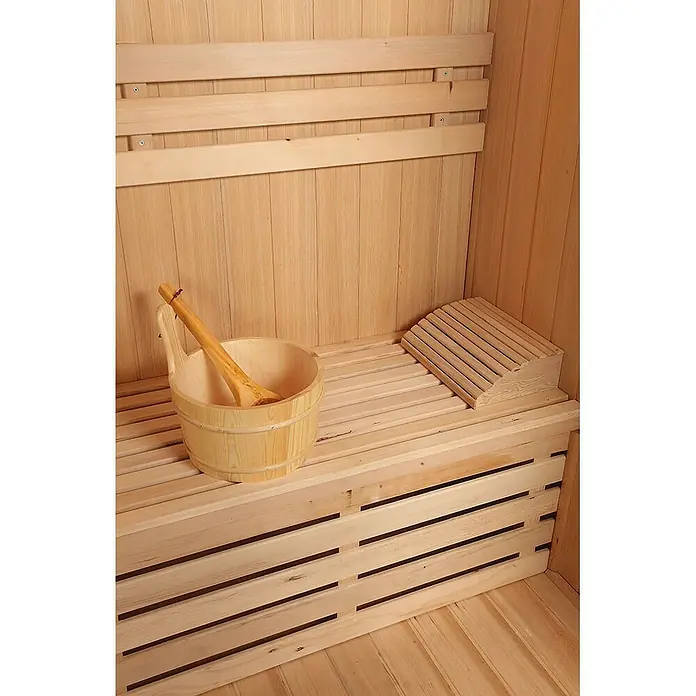 Home Deluxe Saunahaus Skyline L - Mit 4,5 kW Harviaofen, L x B x H: 120 x 150 x 190 cm - Stimmungsaufnahme