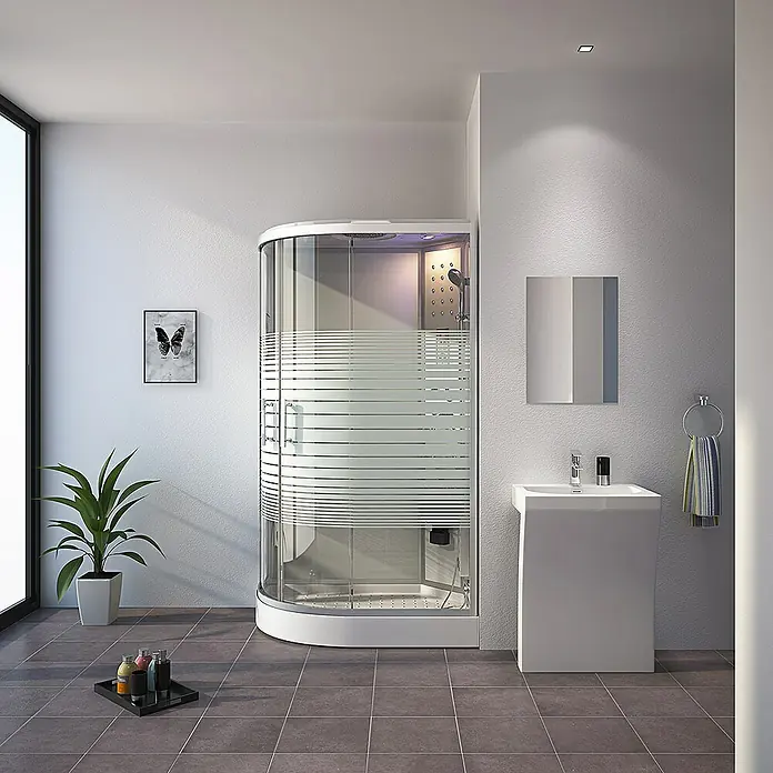 Home Deluxe Dampfdusche White Pearl - L x B x H: 80 x 120 x 220 cm, Weiß, Links - Stimmungsaufnahme