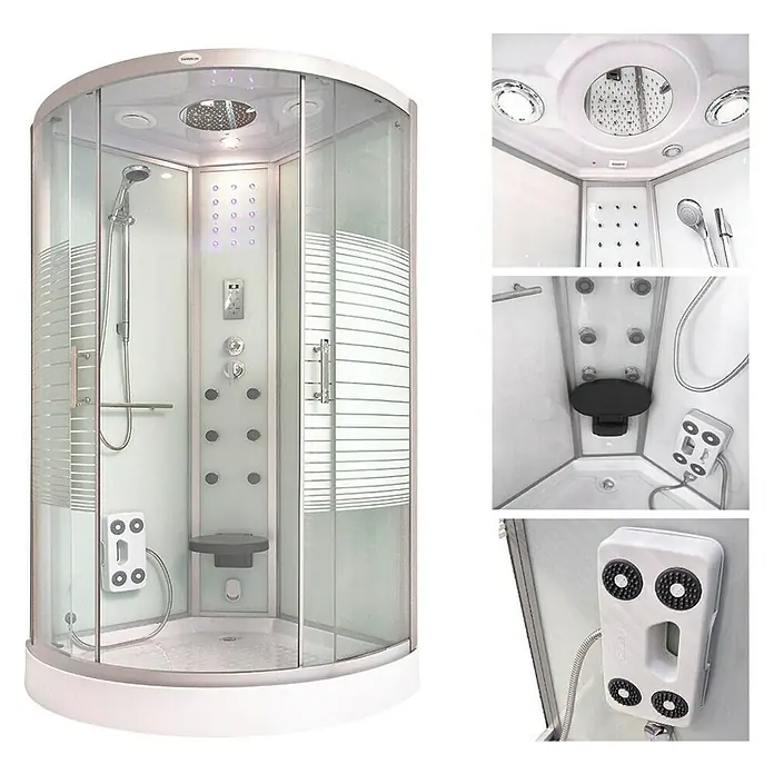 Home Deluxe Dampfdusche White Pearl - L x B x H: 90 x 90 x 220 cm, Weiß - Vorderansicht
