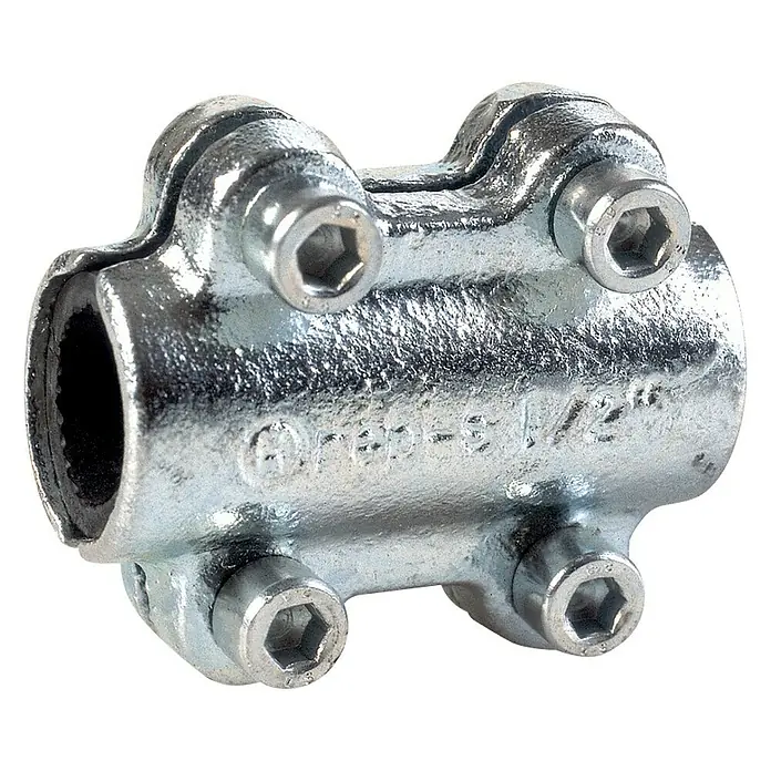 Abrazadera tapaporos para tubo de hierro - 1″, Acero - Vista frontal