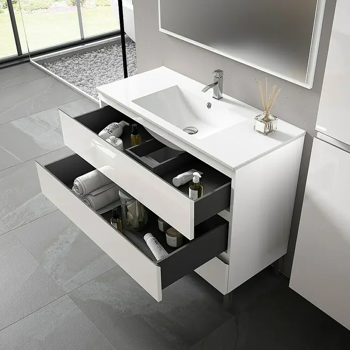 Mueble de lavabo Celia - 45 x 80 x 85 cm, Blanco - Foto ambiente