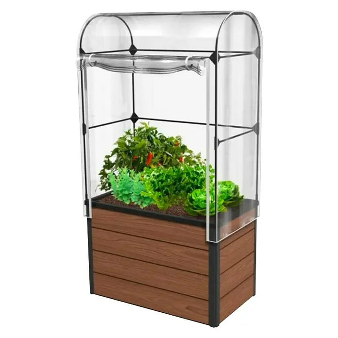Plastenik od folije Maple Green - 99 x 58 x 185 cm, Smeđe boje, Plastika - Dijagonalni pogled