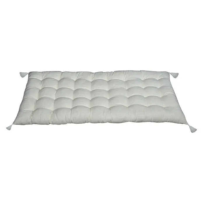 Cojín de suelo Banco Pompones - 90 x 40 cm, Crudo, 100% algodón - Vista angular