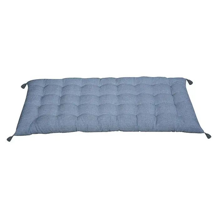 Cojín de suelo Banco Pompones - 90 x 40 cm, Gris, 100% algodón - Vista angular