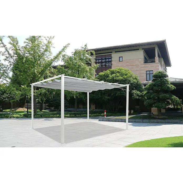 Sunfun Jakarta Pérgola con toldo corredero Jakarta II XL - 300 x 400 x 230 cm, Gris claro, Factor de protección: UV 50+ - Foto ambiente