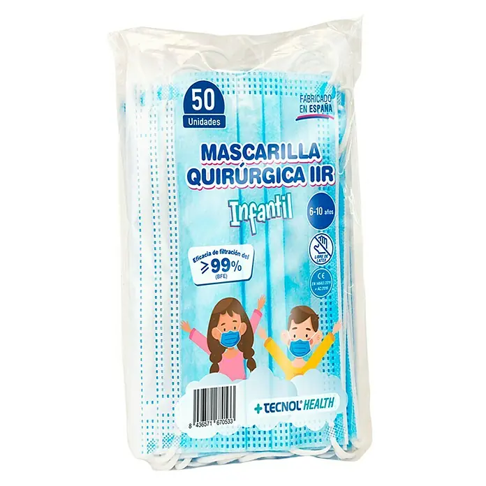 Mascarilla quirúrgica - 50 ud., Apto para: Niños - Vista frontal