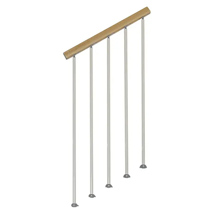 Fontanot Barandilla de escalera Kompact - Largo: 120 cm, Color metal: Blanco, Color pasamanos: Haya clara - Vista angular