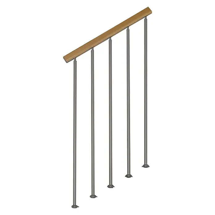 Fontanot Barandilla de escalera Kompact - Largo: 120 cm, Color metal: Gris metálico, Color pasamanos: Haya clara - Vista angular