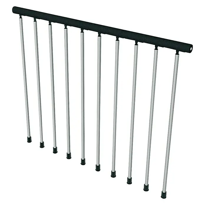 Fontanot Balaustrada Civik - Largo: 120 cm, Color metal: Gris metálico, Color pasamanos: Negro - Vista angular