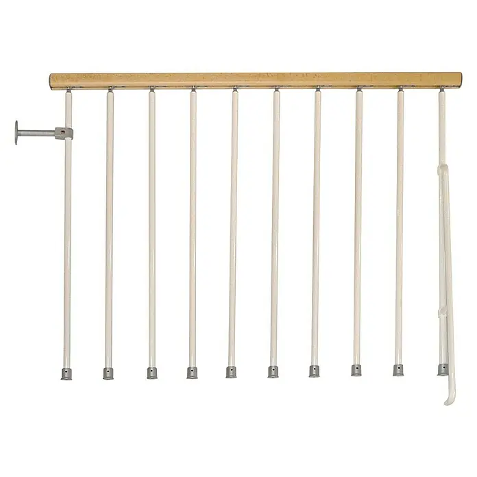 Fontanot Balaustrada Kompact - Largo: 120 cm, Color metal: Blanco, Color pasamanos: Haya clara - Vista frontal
