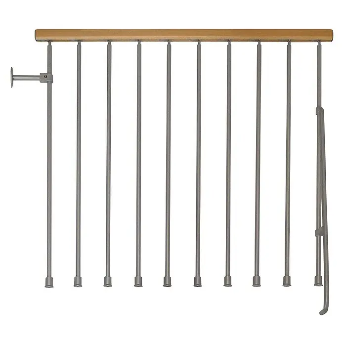 Fontanot Balaustrada Kompact - Largo: 120 cm, Color metal: Gris metálico, Color pasamanos: Haya clara - Vista frontal
