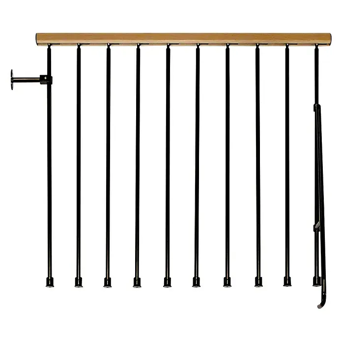 Fontanot Balaustrada Kompact - Largo: 120 cm, Color metal: Negro, Color pasamanos: Haya clara - Vista frontal