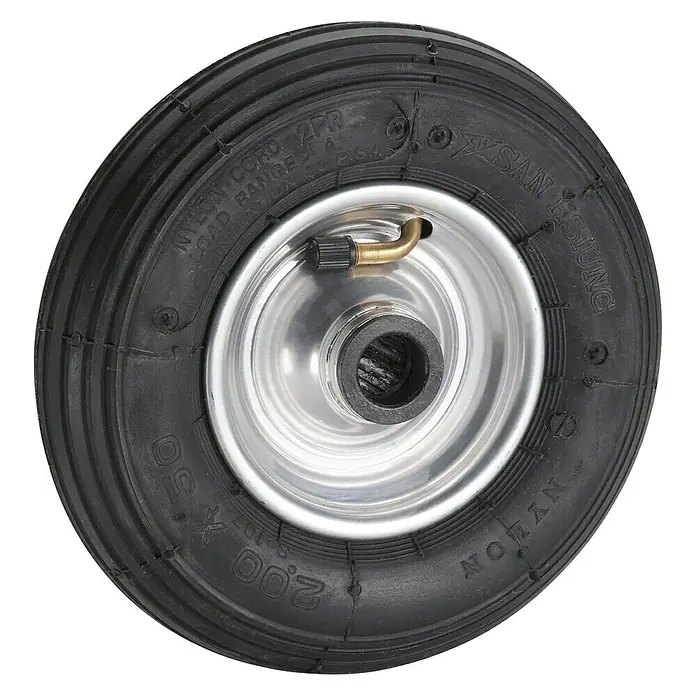 Dörner & Helmer Luftrad - Durchmesser: 200 mm, Traglast: 75 kg, Material Felge: Stahlblech, Nabenlänge: 60 mm - Vorderansicht