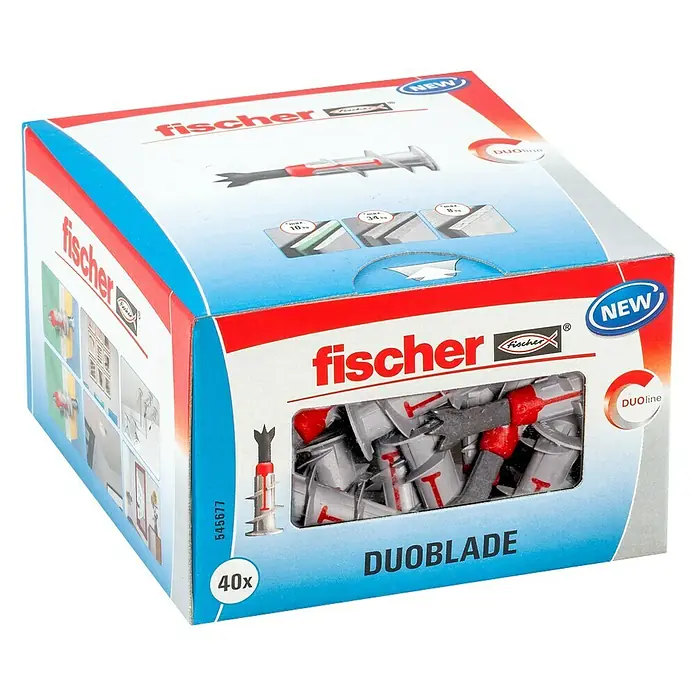 Fischer Duoblade Gipskartondübel - Länge Dübel: 44 mm, 40 Stk. - Diagonale Ansicht