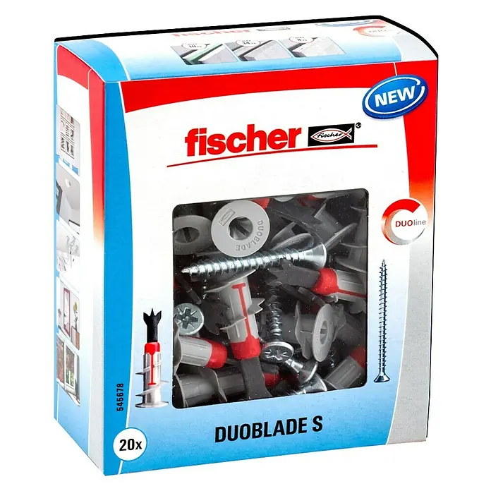 Fischer Duoblade Gipskartondübel S LD - 20 Stk., Länge Dübel: 44 mm - Diagonale Ansicht
