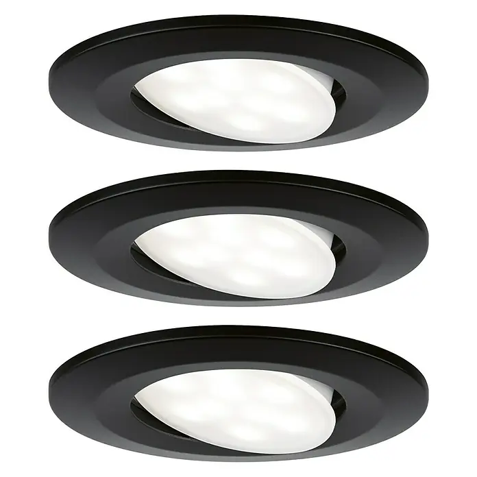 Paulmann LED-Einbauleuchten-Set Vali - 16,5 W, Schwarz, 3 Stk., Warmweiß, IP65 - Vorderansicht