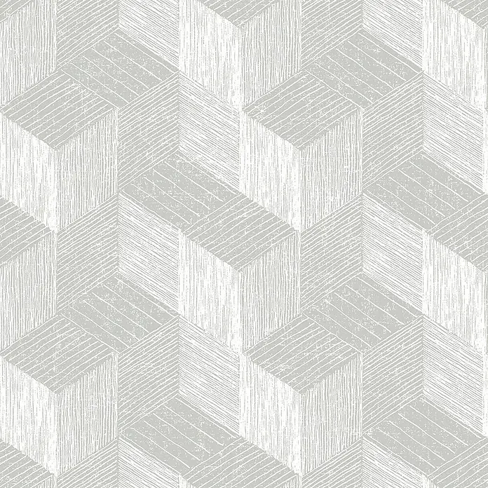Papel pintado Geométrico - Blanco/gris, Gráfico, 10 x 0,53 m - Primer plano