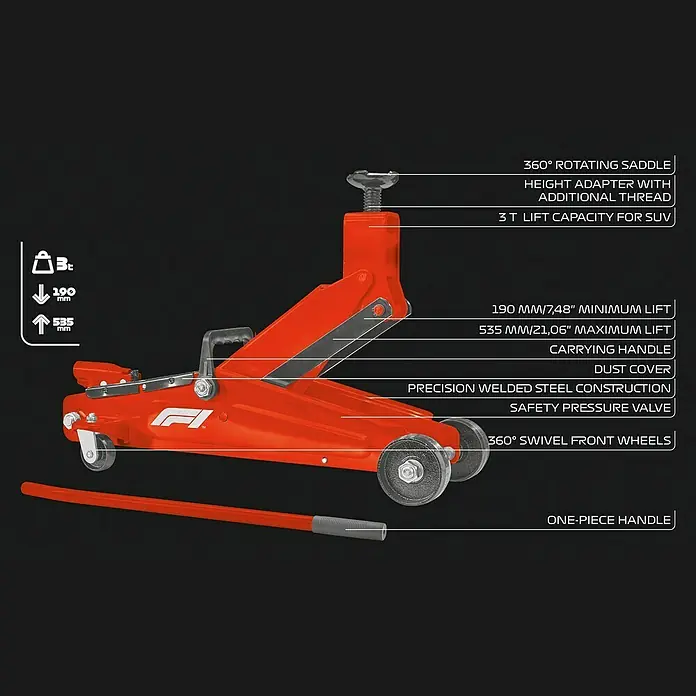 Formula 1® Hydraulischer Rangierwagenheber FJ300 - Hubhöhe: 190 mm - 535 mm