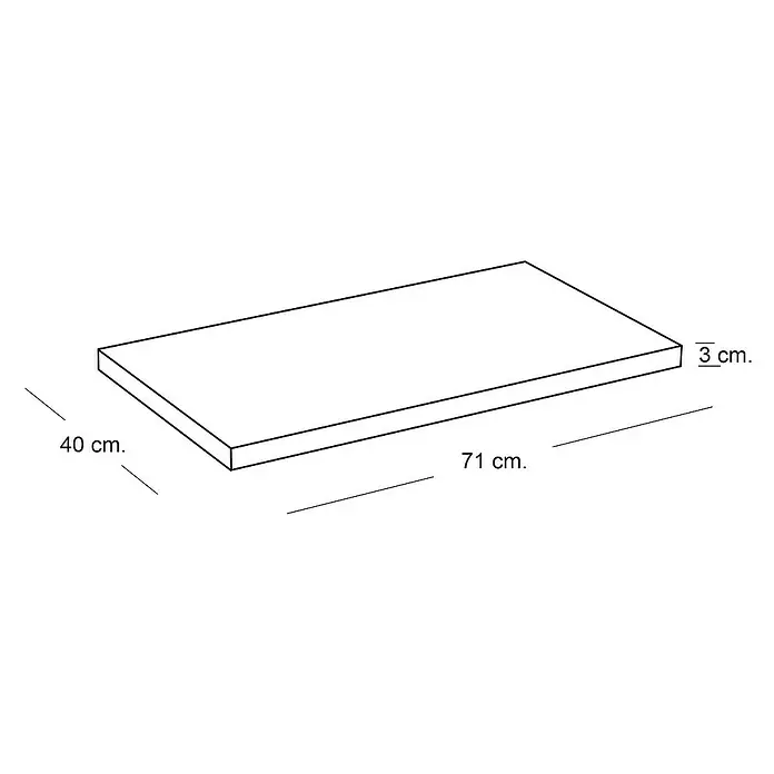 Encimera para lavabo Top - L x An x Al: 40 x 71 x 3 cm, Blanco seda