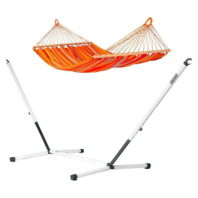 Hamaca colgante doble Alisio Toucan - L x An: 350 x 160 cm, Naranja, Amarillo - Vista angular