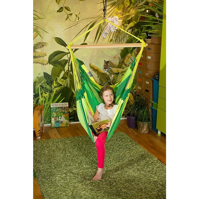Hamaca familiar Habana Jungle - L x An: 140 x 105 cm, Verde - Producto en uso