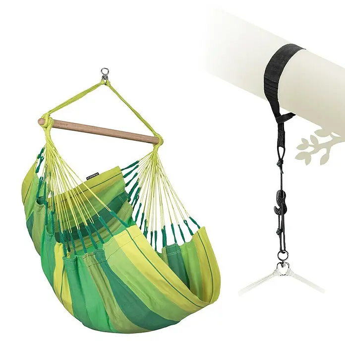 Hamaca familiar Habana Jungle - L x An: 140 x 105 cm, Verde - Vista angular