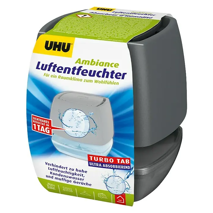 UHU Luftentfeuchter Ambiance - Anthrazit, 100 g - Diagonale Ansicht