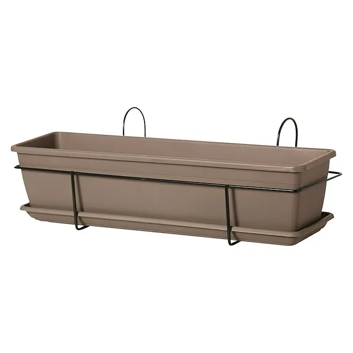 Jardinera para balcón Day R - Longitud exterior máx.: 52 cm, Taupe - Vista angular