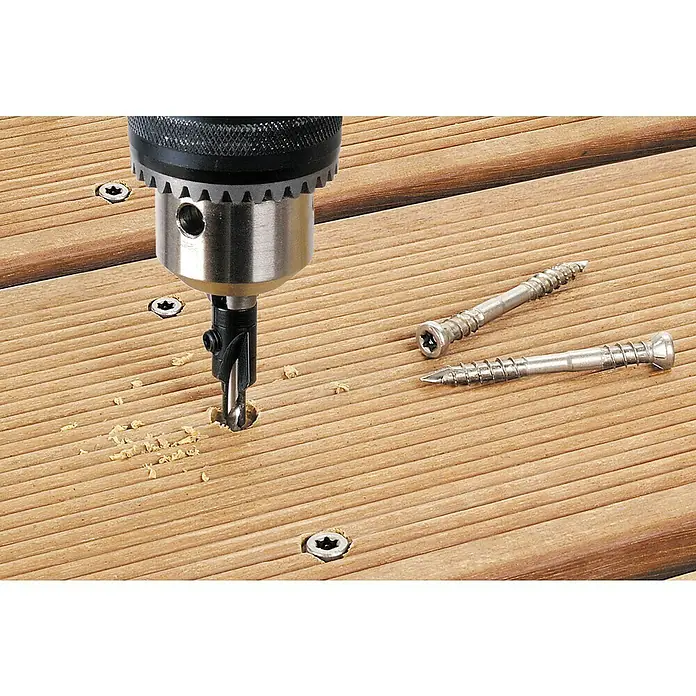 Wolfcraft Schlangenbohrer mit Senker - Durchmesser: 4,5 mm - 11 mm - Anwendungsbeispiel