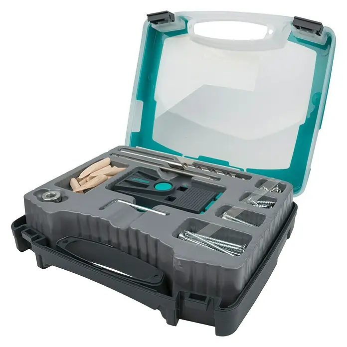 Wolfcraft Werkzeug-Set Undercover Jig - 54 -tlg. - Diagonale Ansicht