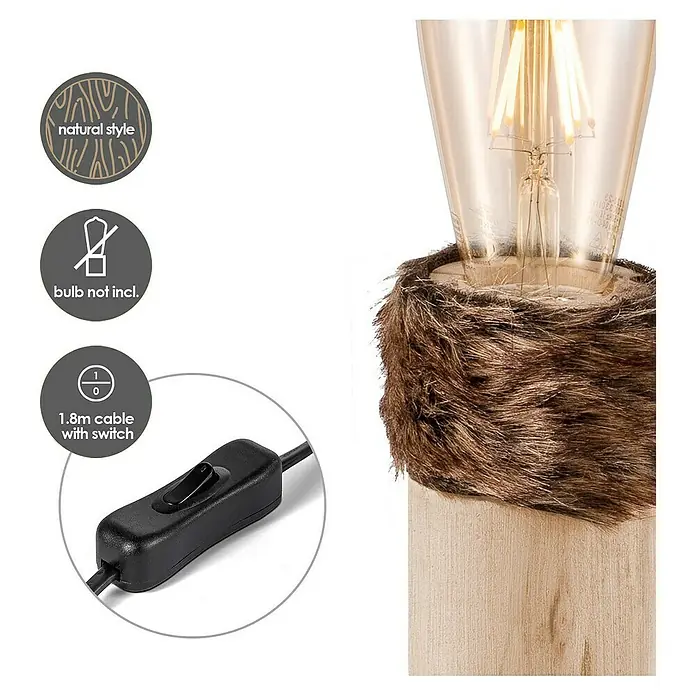 Home Sweet Home Tischleuchte Furdy - 10 W, Beige, Braun, Schwarz, E27, 100 mm x 11,5 cm
