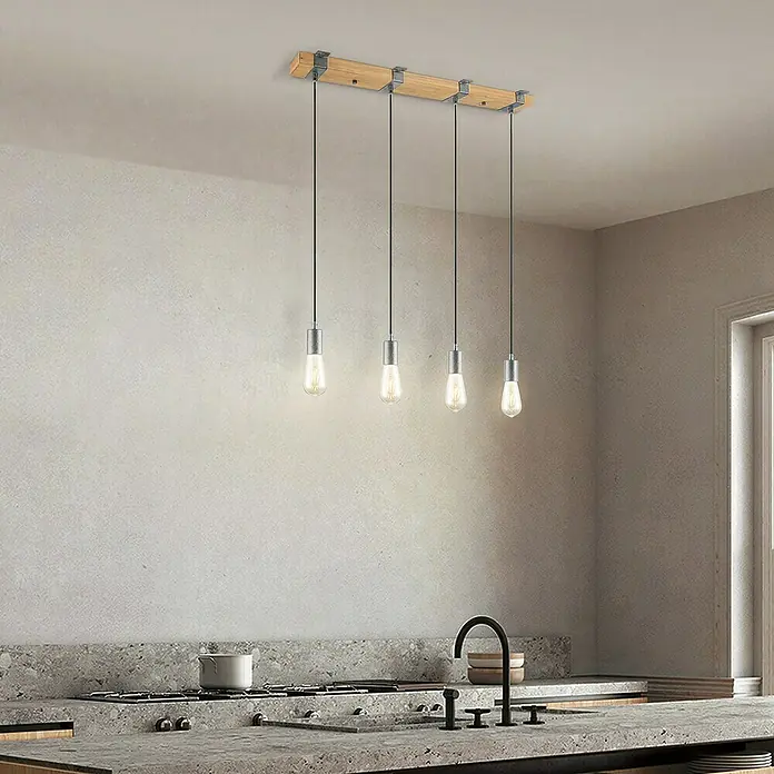Home Sweet Home Hanglamp Denton - l x b x h: 70 x 14 x 140 cm, Aantal lichtbronnen: 4 st. - Sfeeropname