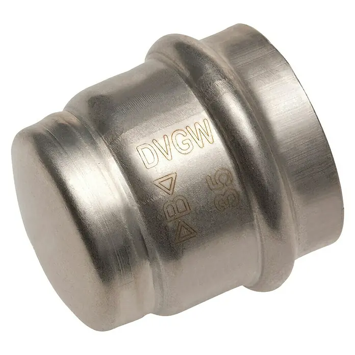 Edelstahl-Press-Kappe - Durchmesser: 15 mm - Diagonale Ansicht