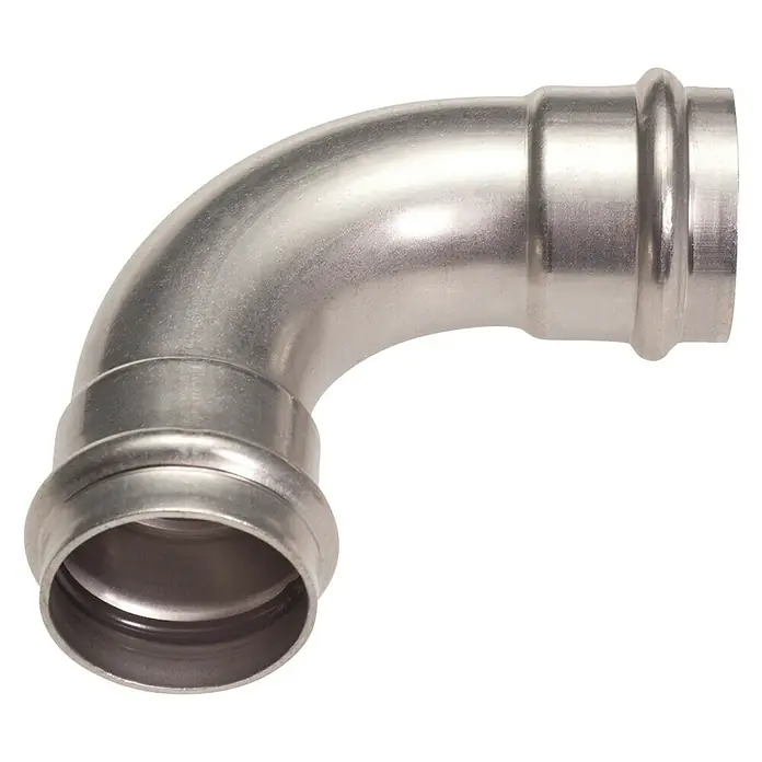 Edelstahl-Press-Bogen - Durchmesser: 28 mm, Winkel: 90 ° - Diagonale Ansicht